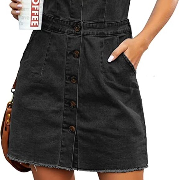 Black Denim Button-Down Dress - Picture 4 of 12